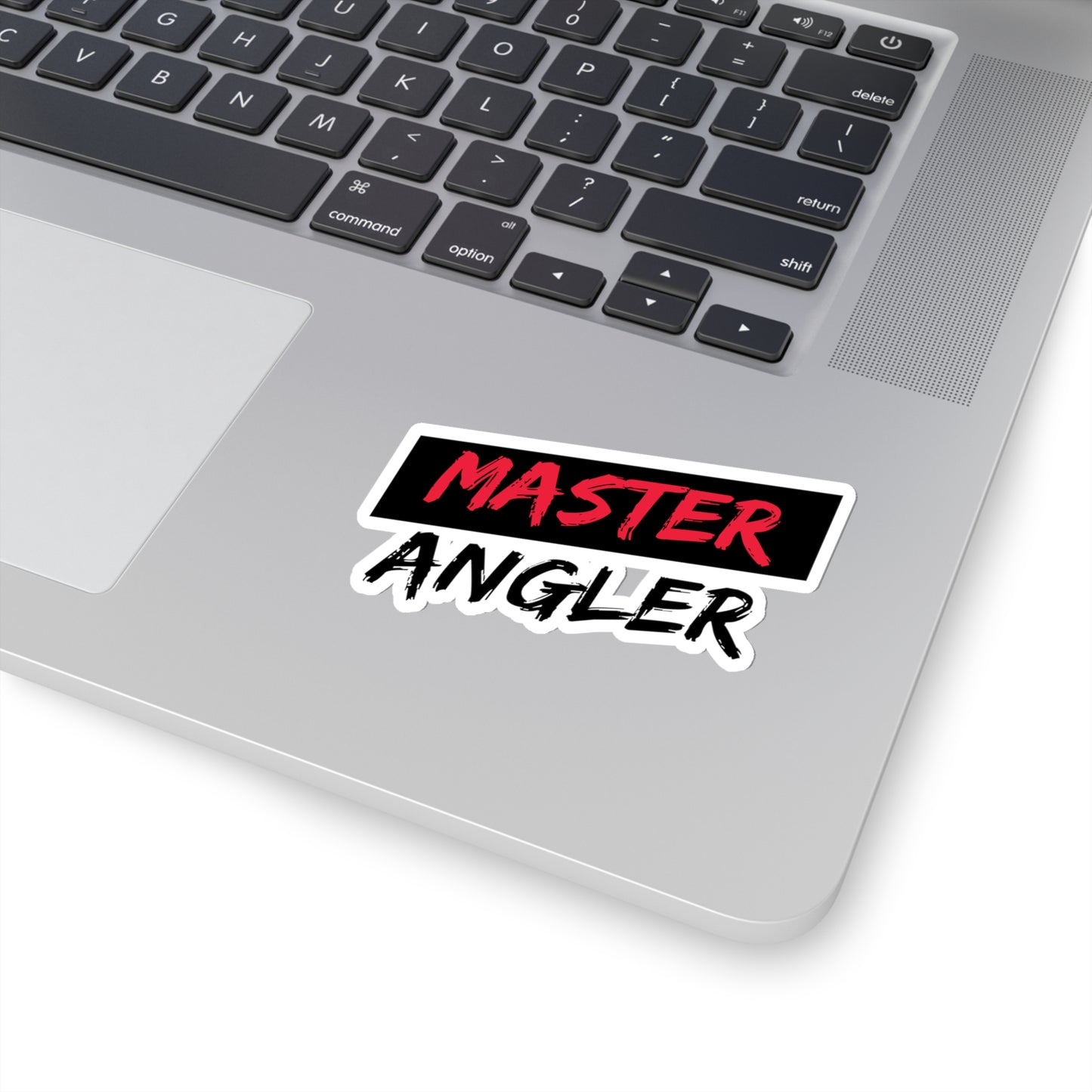 Black Stripe Master Angler Sticker - Square Red