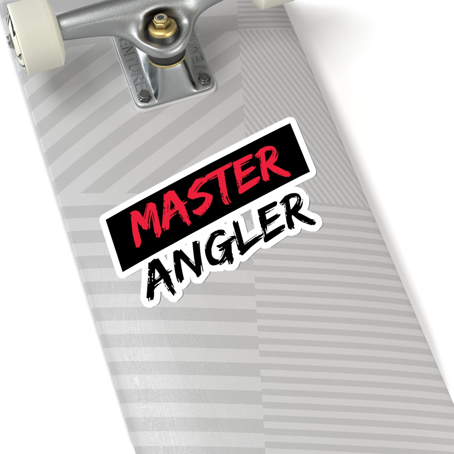 Black Stripe Master Angler Sticker - Square Red