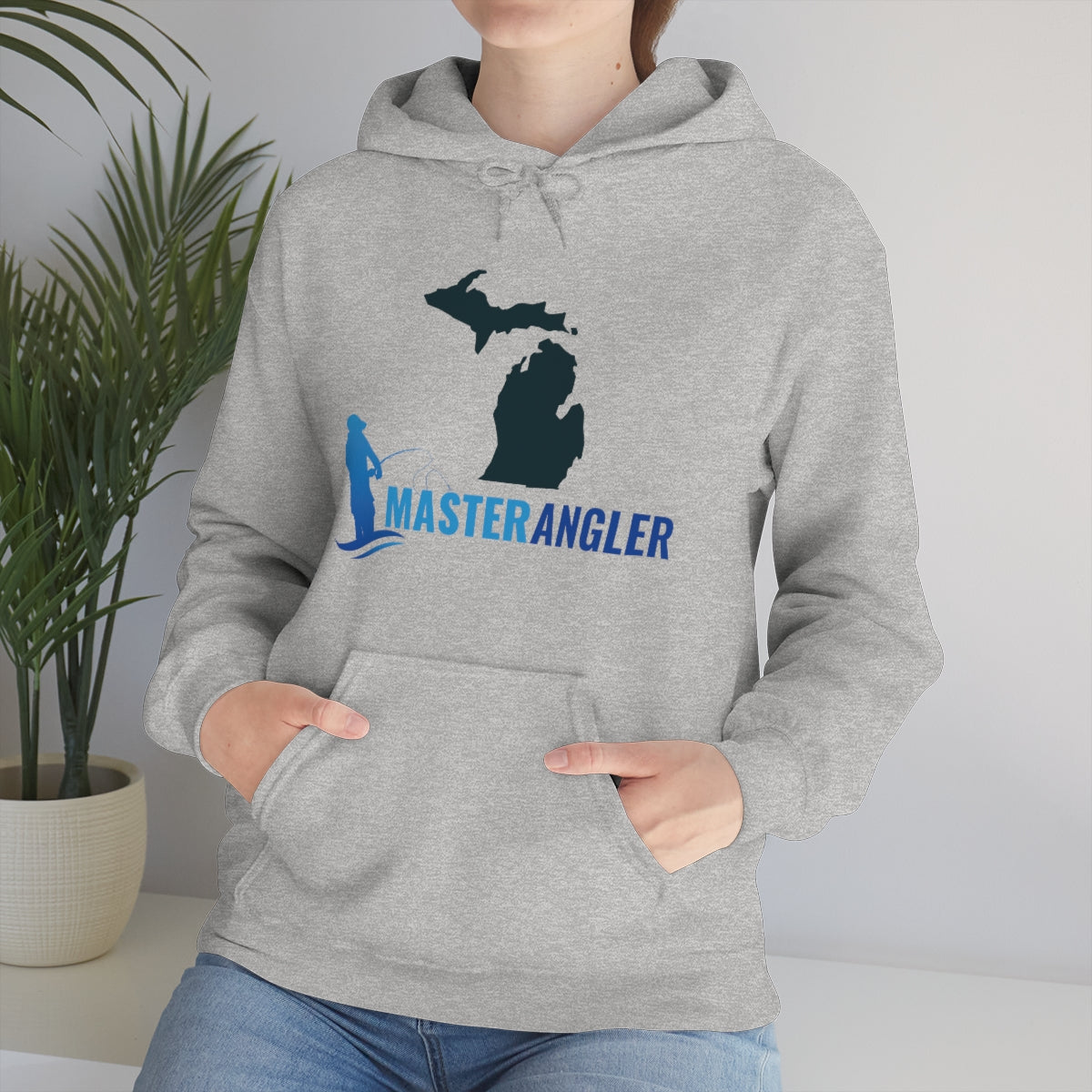Michigan Master Angler Hoodie Blue Long Logo