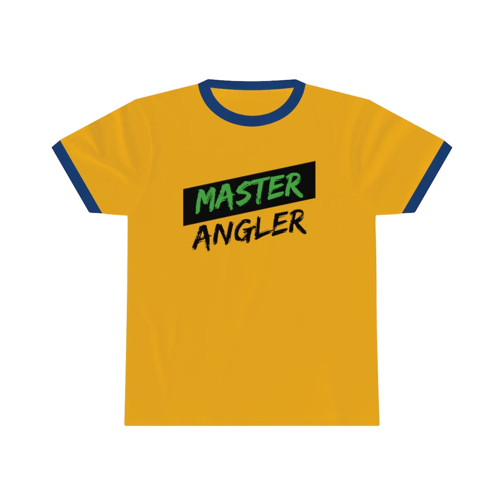 Master Angler Unisex Ringer Tee - Green Slash Logo