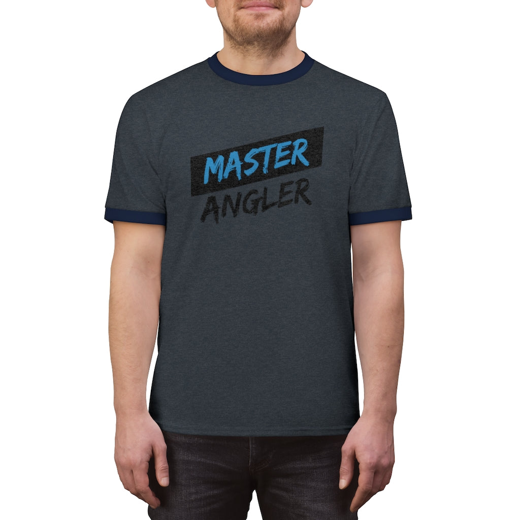 Master Angler Unisex Ringer Tee - Blue Slash Logo