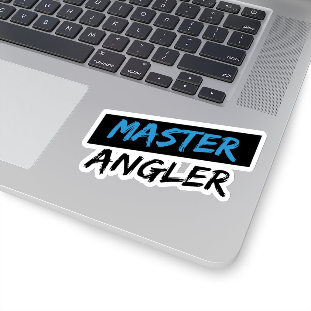 Black Stripe Master Angler Sticker - Square Blue