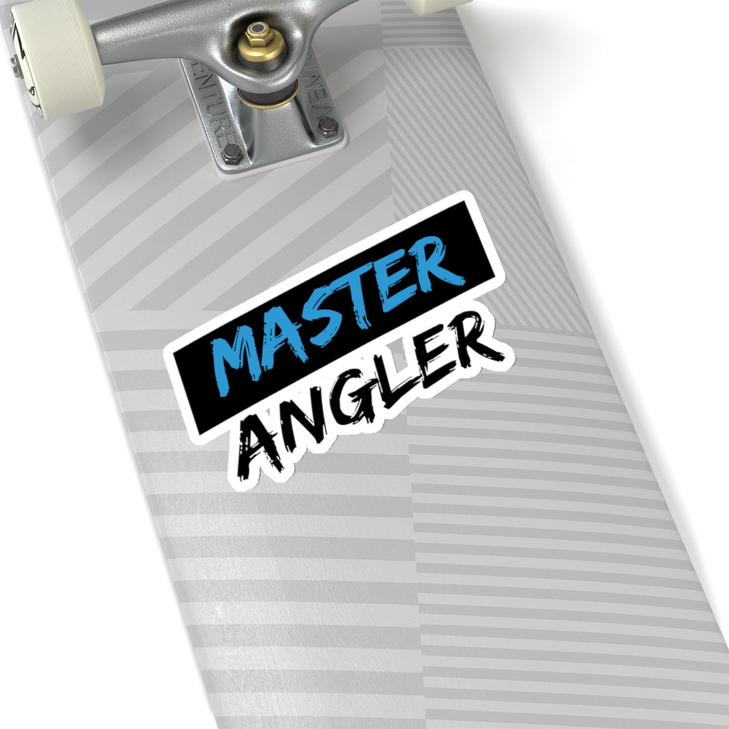 Black Stripe Master Angler Sticker - Square Blue